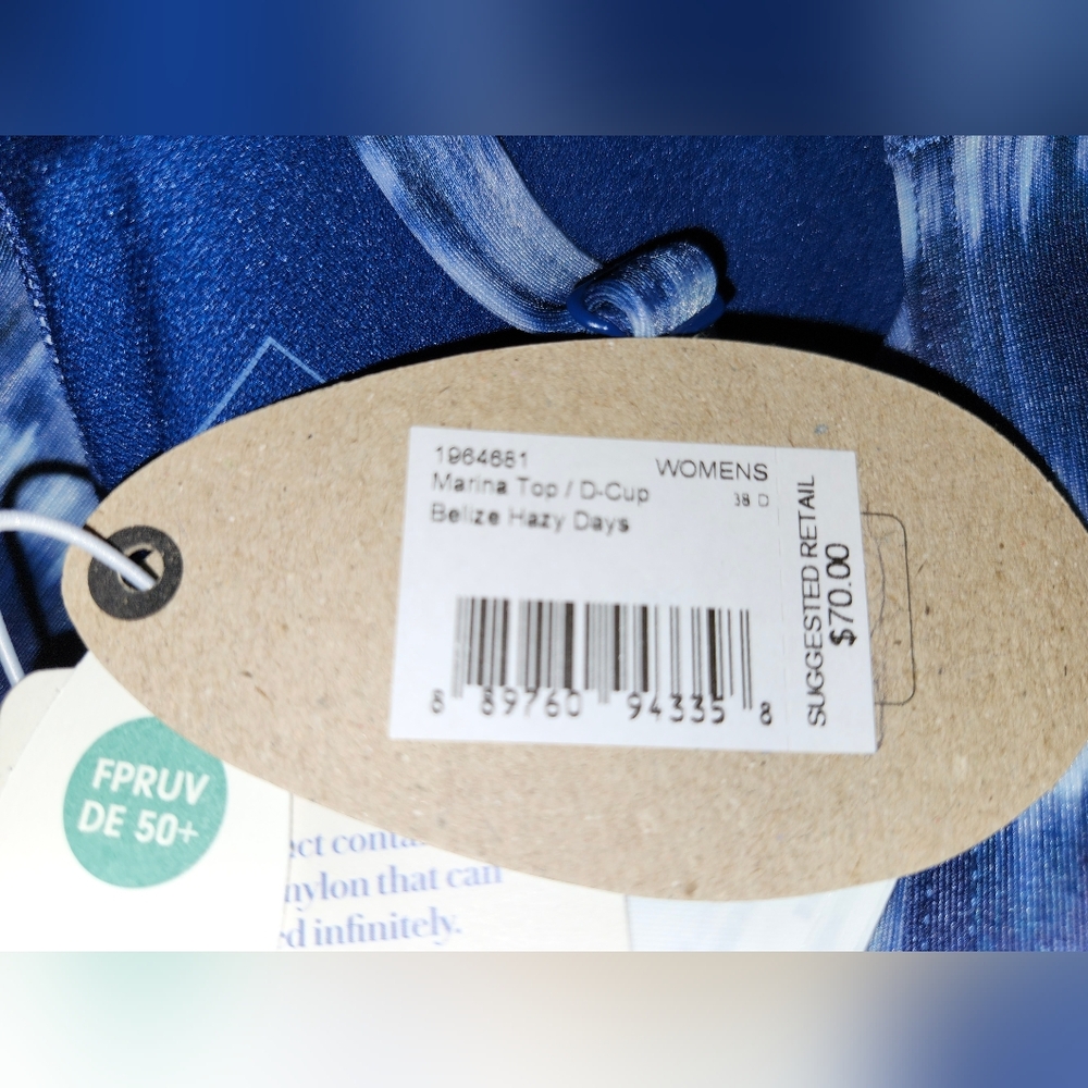 NWT SET PRANA PRESOLANA BIKINI & MARINA TOP 38D CUP BELIZE HAZY DAYS BLUE LARGE - Picture 9 of 13